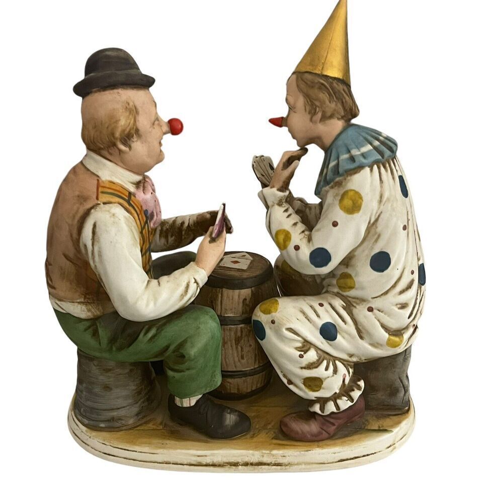 Porcellane D'arte Napcoware 273 Vintage Ceramic Clowns Sitting Playing Cards - Picture 7 of 12
